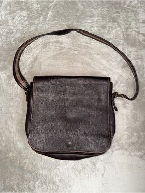 Vintage Aston Leather Brown Pebbled Leather Crossbody Messenger Bag